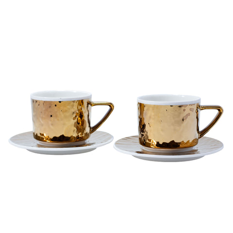 TASSE A CAFE BLANC DORE ECLAT 6 PCS - L'Atelier de Dadi - vaisselle de luxe - Dakar - Senegal