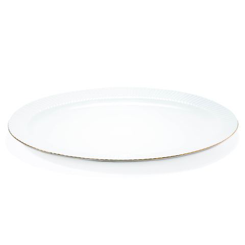 ASSIETTE OVALE BLANC DORE PM - L'Atelier de Dadi - vaisselle de luxe - Dakar - Senegal