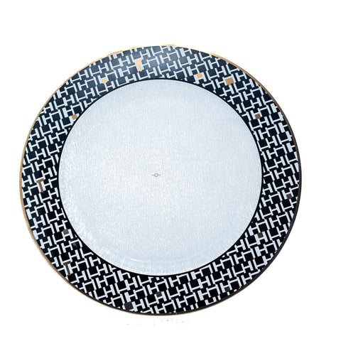 ASSIETTE TRANSPARENT NOIR TRANSPARENT BORDURE DORE GM 6 PCS - L'Atelier de Dadi - vaisselle de luxe - Dakar - Senegal