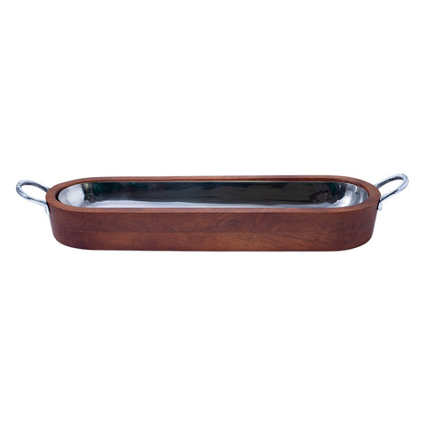 PLATEAU DE SERVICE BOIS ARGENTE 42X12,5 L'Atelier de Dadi - vaisselle de luxe - Dakar - Senegal