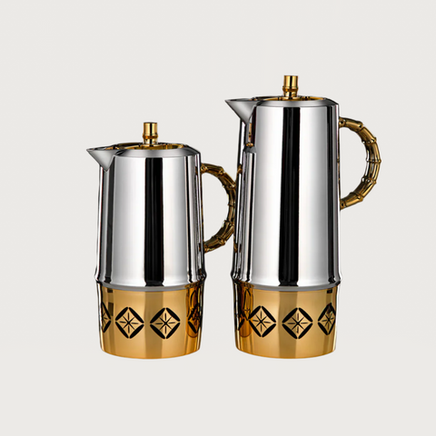 THERMOS DUO ARGENTÉ DORÉ 0,6L-1L - L’Atelier de Dadi - Vaisselle de luxe - Dakar - Sénégal