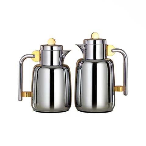 THERMOS DUO ARGENTÉ DORÉ PASTILLE DORÉ 0,7L-1L - L’Atelier de Dadi - Vaisselle de luxe - Sénégal