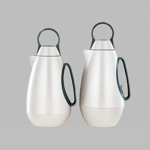 THERMOS DUO BLANC OVAL MANCHE VERTE 0,7L-1L - L’Atelier de Dadi - Vaisselle de luxe - Sénégal