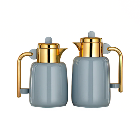 THERMOS DUO BLEU CIEL DORÉ PASTILLE BLEU 0,7L-1L - L’Atelier de Dadi - Vaisselle de luxe - Sénégal