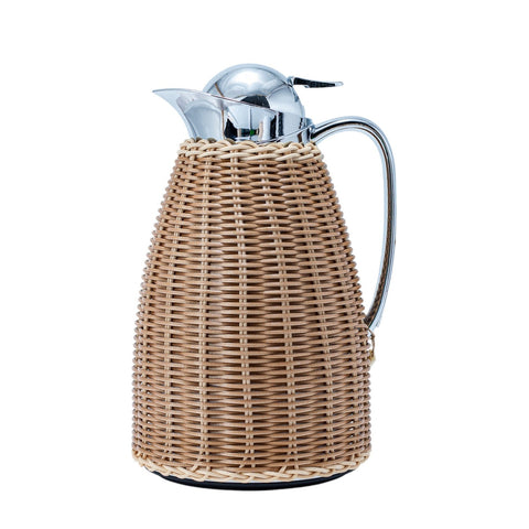 THERMOS PANIER TRESSE MARRON COUVERCLE ARGENTE 1L - L'Atelier de Dadi - vaisselle de luxe - Dakar - Senegal