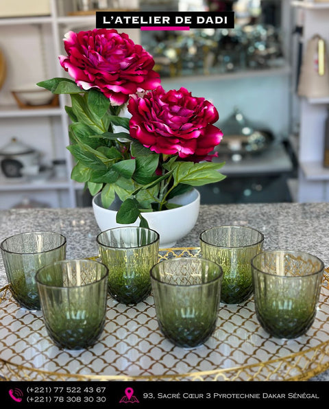 VERRE A BOISSON VERT 6 PCS,l'Atelier de Dadi, Boutique, Dakar